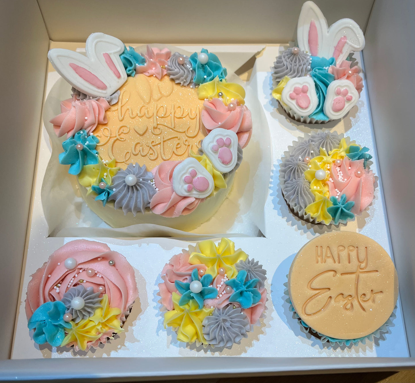 Easter Bento Cake and Cupcakes