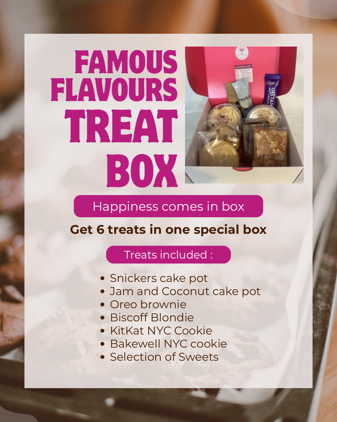 Famous Flavours Treat Box – Brownies, NYC Cookies & Cake Pots UK